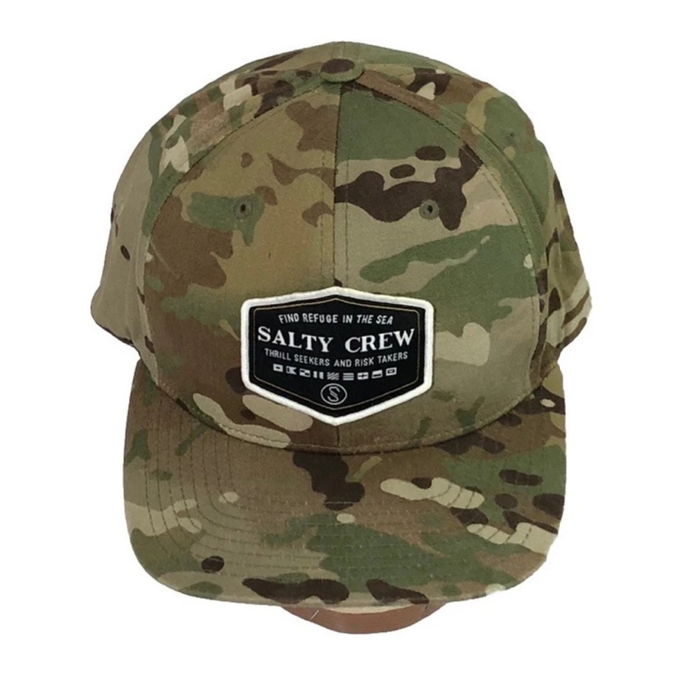 Salty Crew Camouflage Patch Baseball Hat - Green/Brown